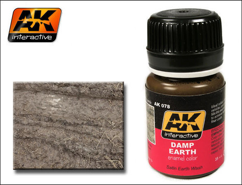 AK-78 AK Interactive Damp Earth Satin Wash Enamel Paint 35ml Bottle  MMD Squadron