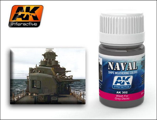 AK-302 AK Interactive Grey Deck Wash Enamel Paint 35ml Bottle  MMD Squadron