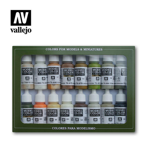 VJ70141 Vallejo Paint 17ml Bottle 16 Color Set - Earth Tones  MMD Squadron