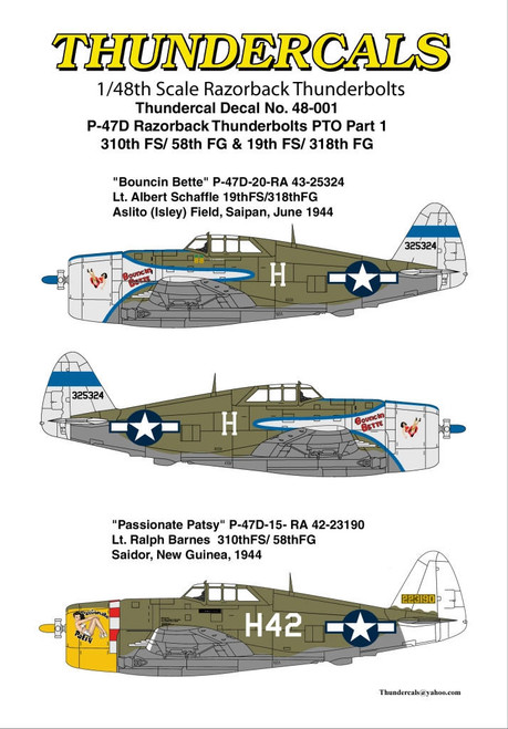 TCA48001 1/48 Thundercals PTO part 1 P-47D Razorbacks 310th FS/58th FG & 19th FS/318th FG MMD Squadron TCA48001 1/48 Thundercals PTO part 1 P-47D Razorbacks 310th FS/58th FG & 19th FS/318th FG MMD Squadron