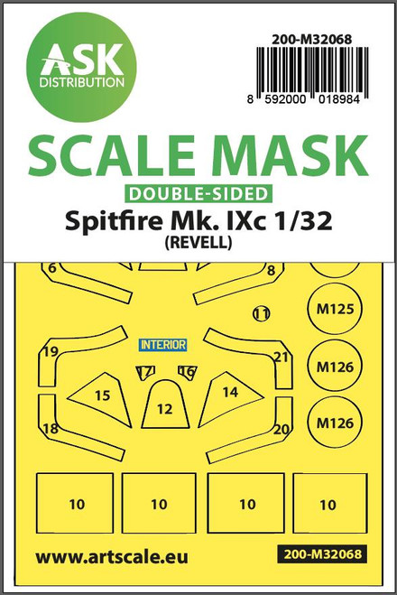 ASKM32068 1/32 Art Scale Spitfire Mk.IXc double-sided fit mask for Revell  MMD Squadron