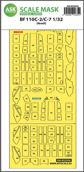 ASKM32056 1/32 Art Scale Messerschmitt Bf 110C-2/C-7  double-sided express masks for Revell  MMD Squadron