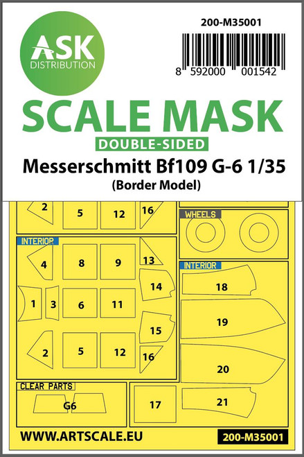 ASKM35001 1/35 Art Scale Messerschmitt Bf 109G-6 double-sided painting mask for Border Model  MMD Squadron