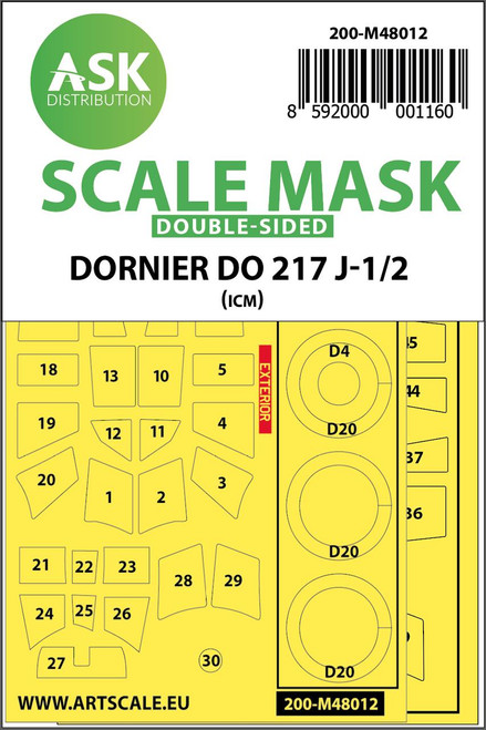 ASKM48012 1/48 Art Scale Dornier Do 217J-1/2 double-sided painting mask for ICM  MMD Squadron