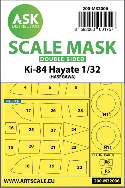 ASKM32006 1/32 Art Scale Nakajima Ki-84 Hayate double-sided express mask for Hasegawa  MMD Squadron