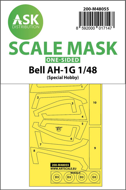 ASKM48055 1/48 Art Scale Bell AH-1G one-sided express mask for Special Hobby  MMD Squadron