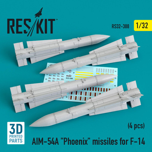 RES-RS32-0388 1/32 Reskit AIM-54A Phoenix missiles for F-14 (4pcs)  MMD Squadron