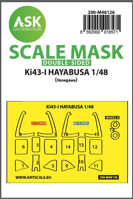 ASKM48126 1/48 Art Scale Ki-43-I Hayabusa double-sided express mask, self-adhesive and pre-cutted for Hasegawa  MMD Squadron