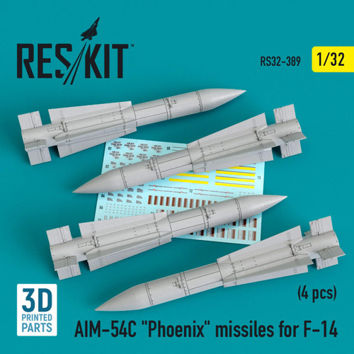 RES-RS32-0389 1/32 Reskit AIM-54C Phoenix missiles for F-14 (4pcs)  MMD Squadron