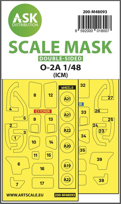 ASKM48093 1/48 Art Scale O-2A double-sided mask self-adhesive, pre-cutted for ICM  MMD Squadron