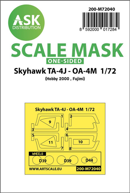 ASKM72040 1/72 Art Scale Skyhawk TA-4J - OA-4M one-sided painting mask for Hobby2000/Fujimi  MMD Squadron