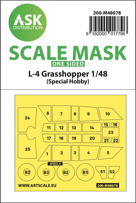 ASKM48078 1/48 Art Scale L-4 Grasshopper one-sided self-adhesive mask for Special Hobby  MMD Squadron