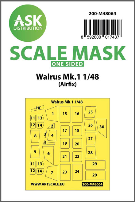 ASKM48064 1/48 Art Scale Walrus Mk.1 one-sided mask for Airfix  MMD Squadron