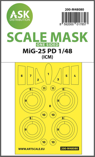 ASKM48080 1/48 Art Scale MiG-25 PD one-sided mask self-adhesive pre-cutted for ICM  MMD Squadron