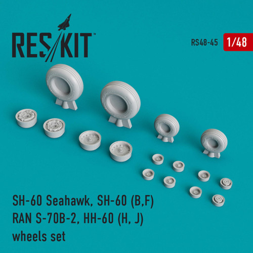 RES-RS48-0045 1/48 Reskit SH-60 Seahawk, SH-60 (B,F) RAN S-70B-2, HH-60 (H, J) wheels set  MMD Squadron