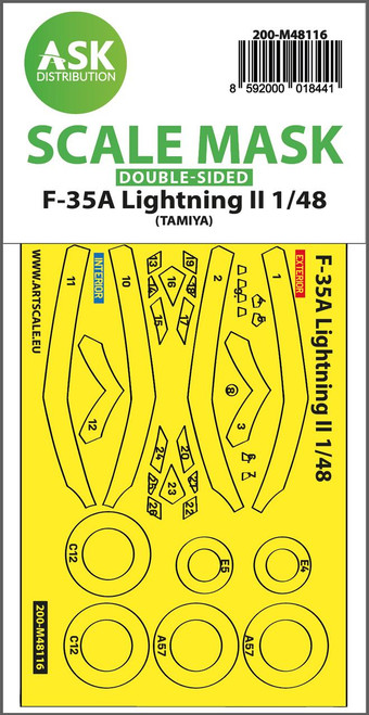 ASKM48116 1/48 Art Scale F-35A Lightning II double-sided express mask, self-adhesive and pre-cutted for Tamiya  MMD Squadron