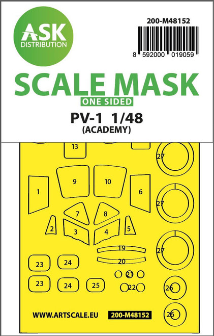 ASKM48152 1/48 Art Scale PV-1 Ventura one-sided express fit mask for Academy  MMD Squadron