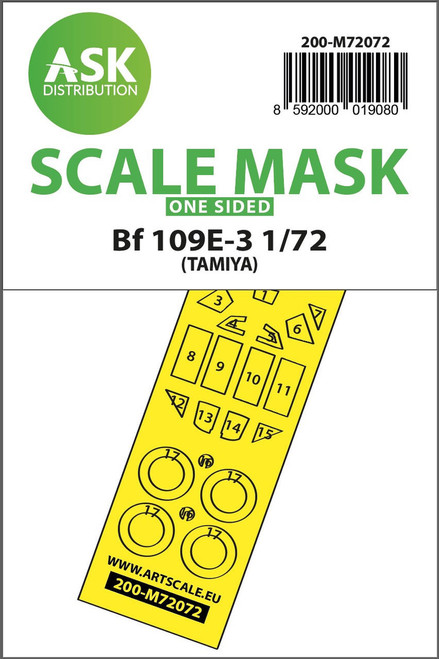 ASKM72072 1/72 Art Scale Bf 109E-3 one-sided express fit mask for Tamiya  MMD Squadron