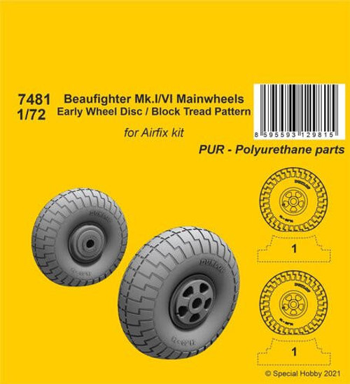 CMK-129-7481 1/72 CMK Beaufighter Mk.I/VI Mainwheels - Early Wheel Disk / Block Tread Pattern  129-7481 MMD Squadron