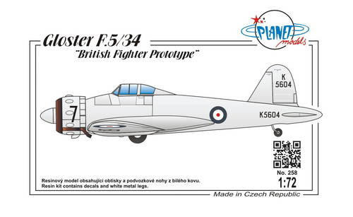 CMK-129-PLT258 1/72 Planet Models Gloster F.5/34 British Fighter Prototype  129-PLT258 MMD Squadron