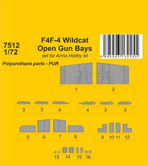 CMK-129-7512 1/72 CMK F4F-4 Wildcat Open Gun Bays  / for Arma Hobby kit 129-7512 MMD Squadron