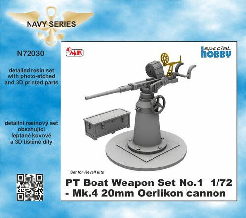 CMK-129-N72030 1/72 CMK PT Boat Weapon Set No.1  Mk.4 20mm Oerlikon cannon   129-N72030 MMD Squadron