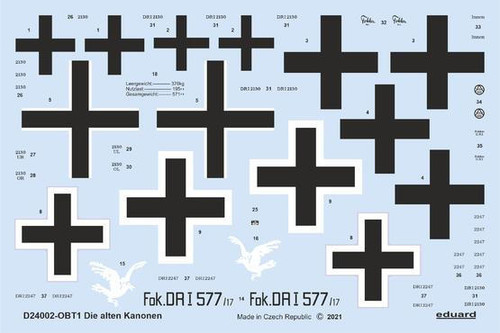 EDUD24002 1/24 Eduard Decal Die alten Kanonen for Meng D24002 MMD Squadron