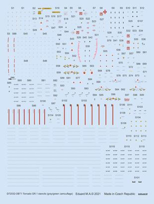 EDUD72032 1/72 Eduard Decal Tornado GR.1 stencils (gray/green camouflage) for Revell D72032 MMD Squadron