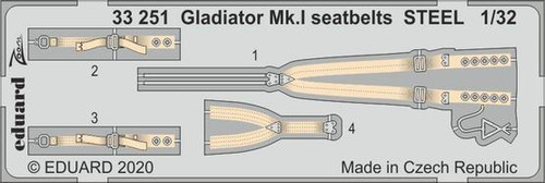 EDU33251 1/32 Eduard Gladiator Mk.I seatbelts Steel for ICM 33251 MMD Squadron
