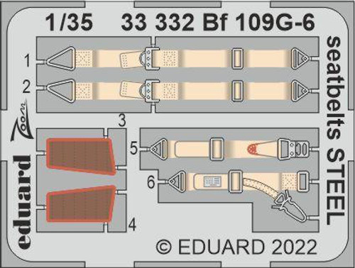 EDU33332 1/35 Eduard Bf 109G-6 seatbelts Steel for Border Model 33332 MMD Squadron