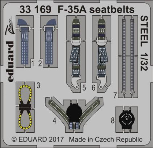 EDU33169 1/32 Eduard F-35A seatbelts Steel for Italeri 33169 MMD Squadron