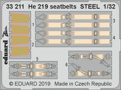 EDU33211 1/32 Eduard He 219 seatbelts Steel for Revell 33211 MMD Squadron