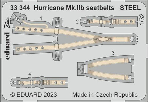 EDU33344 1/32 Eduard Hurricane Mk.IIb seatbelts Steel for Revell 33344 MMD Squadron
