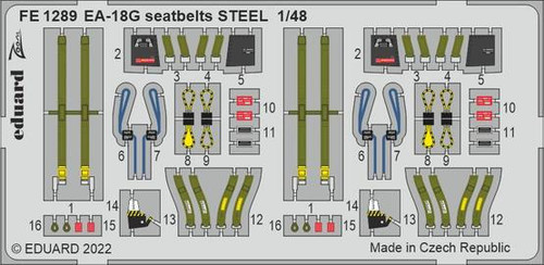 EDUFE1289 1/48 Eduard EA-18G seatbelts Steel for Meng FE1289 MMD Squadron