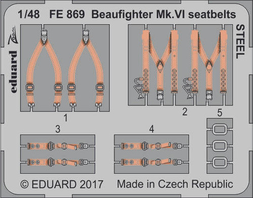 EDUFE869 1/48 Eduard Beaufighter Mk.VI seatbelts Steel for Tamiya FE869 MMD Squadron