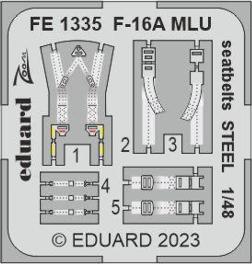 EDUFE1335 1/48 Eduard F-16A MLU seatbelts Steel for Kinetic FE1335 MMD Squadron