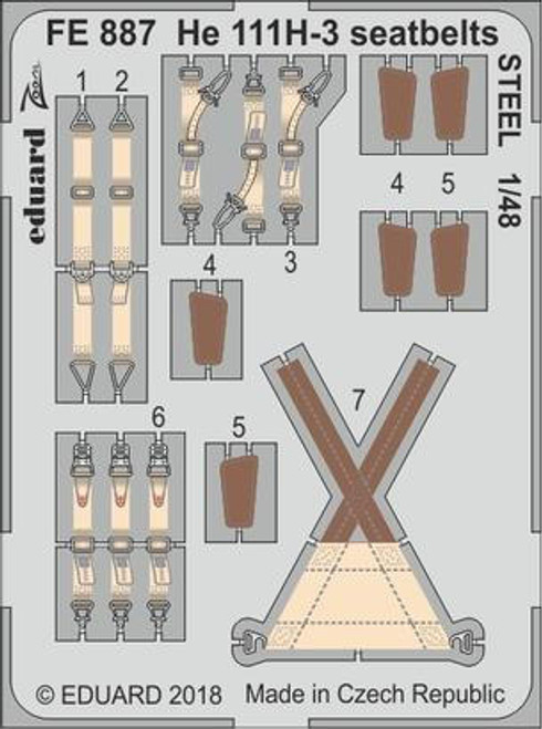 EDUFE887 1/48 Eduard He 111H-3 seatbelts Steel for ICM FE887 MMD Squadron