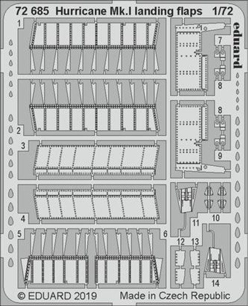 EDU72685 1/72 Eduard Hurricane Mk.I landing flaps for Arma Hobby 72685 MMD Squadron