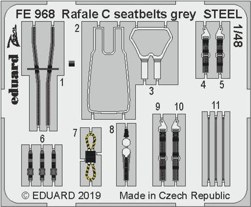 EDUFE968 1/48 Eduard Rafale C seatbelts grey Steel for Revell FE968 MMD Squadron