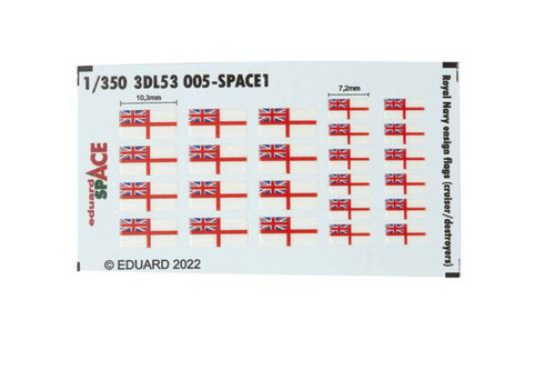 EDU3DL53005 1/350 Eduard Royal Navy ensign flags (cruiser/destroyers) Space 3DL53005 MMD Squadron