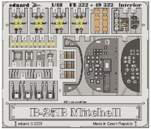 EDU49322 1/48 Eduard B-25B interiorfor Accurate Miniatures 49322 MMD Squadron