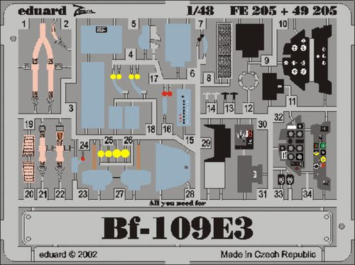 EDUFE205 1/48 Eduard Bf 109E-3 for Tamiya FE205 MMD Squadron