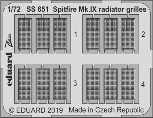 EDUSS651 1/72 Eduard Spitfire Mk.IX radiator grilles for Eduard SS651 MMD Squadron