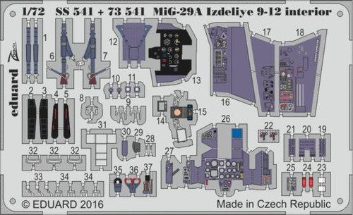 EDUSS541 1/72 Eduard MiG-29A Izdeliye 9-12 interior for Trumpeter SS541 MMD Squadron