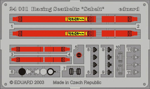 EDU24001 1/24 Eduard Racing Car Seatbelts- Sabelt 4-Points Red (Pre-Painted) 24001 MMD Squadron