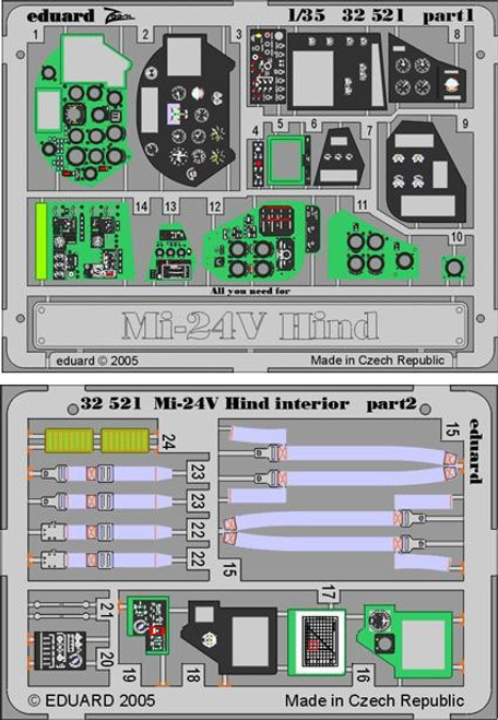 EDU32521 1/35 Eduard Mi24V Hind Interior for TRP (Pre-Painted) 32521 MMD Squadron