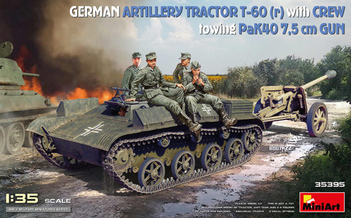 MIN35395 1/35 Miniart German Artillery Tractor T-60 (r) w/PaK40 Gun & Crew MMD Squadron MIN35395 1/35 Miniart German Artillery Tractor T-60 (r) w/PaK40 Gun & Crew MMD Squadron