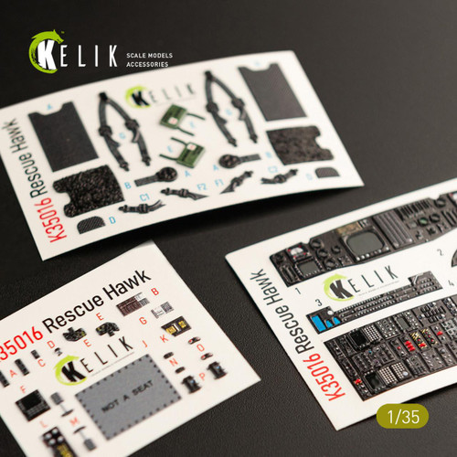 RES-K35016 1/35 Kelik HH-60H Rescue Hawk interior 3D decals for Kitty Hawk kit  MMD Squadron