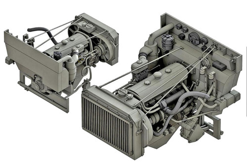 Halftrack Engine 1/16 Pontos Sd.Kfz 251 Halftrack Engine Detail Up Set for Trumpeter Kit ...