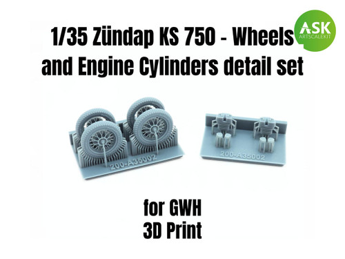 ASKA35002 1/35 Art Scale  Zundap KS 750 - Wheels and Engine Cylinders detail set recommended for GWH  MMD Squadron
